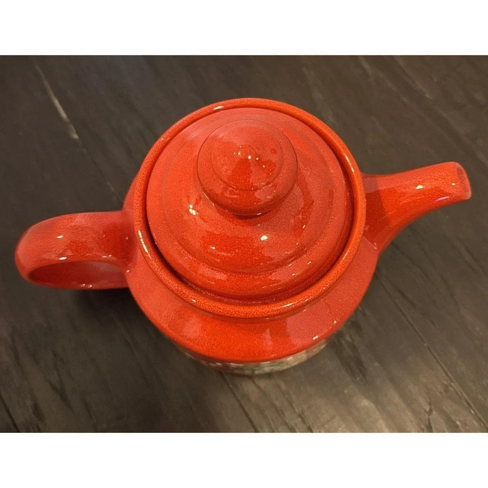 Waechtersbach Christmas Tree 5 Cup Red Ceramic Teapot Sugar Creamer Set Germany